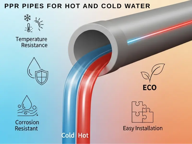PPR pipes for hot and cold water plumbing systems