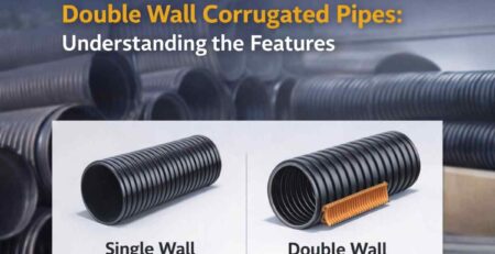 Comparison of single wall corrugated pipe and double wall corrugated pipe showing flexible ribbed exterior design and dual-layer construction with smooth inner lining.