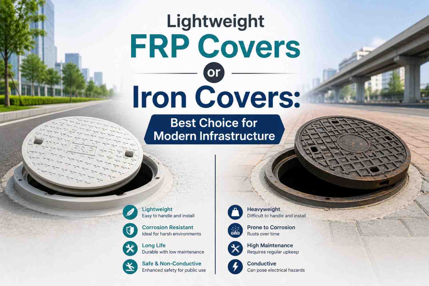 Lightweight FRP Covers vs Heavy Duty Iron Covers