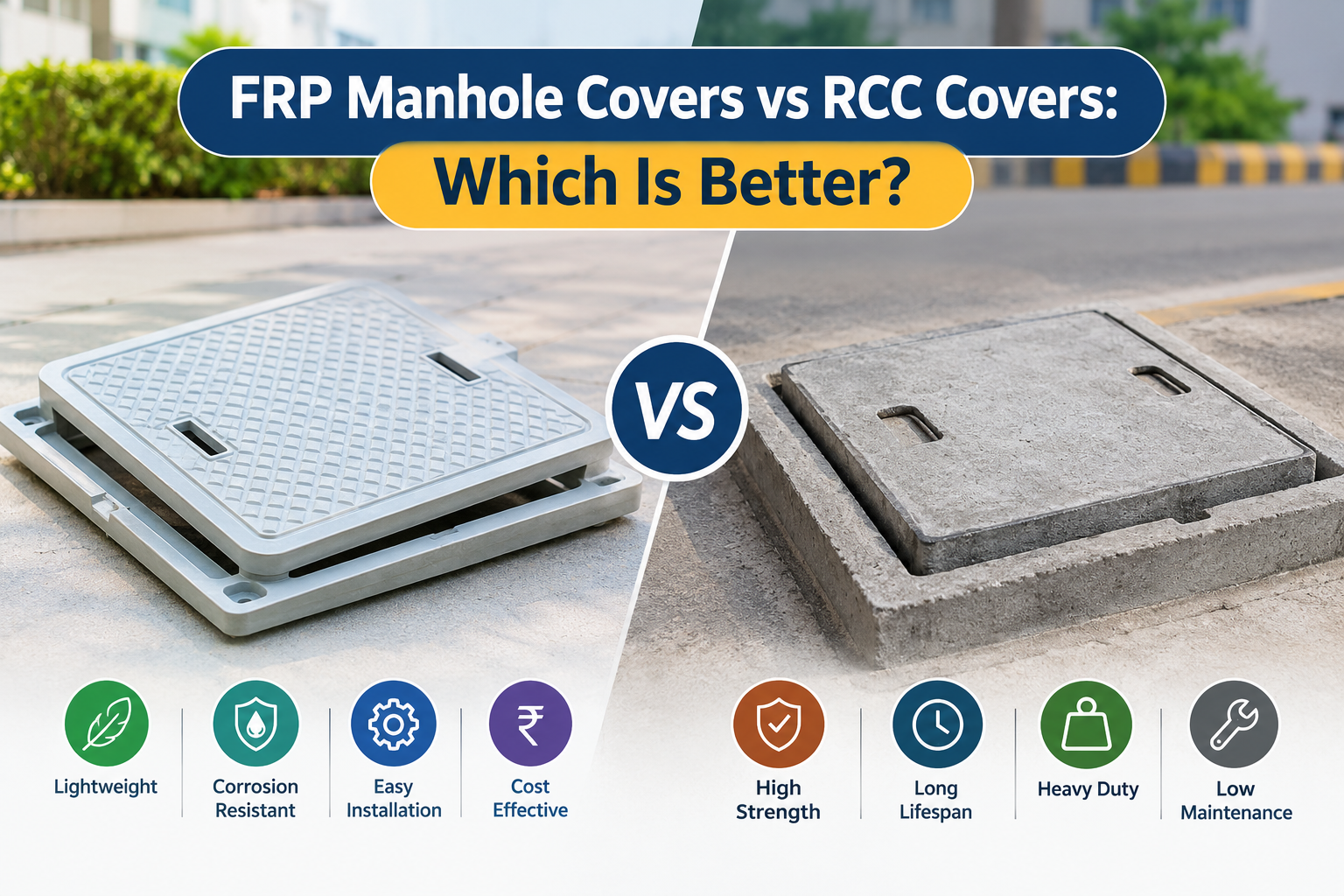 FRP manhole covers vs RCC covers